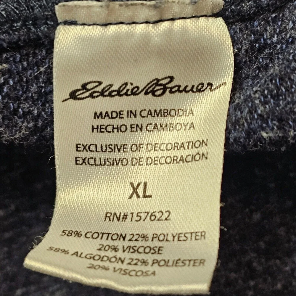 Eddie Bauer Sweatshirt Mens XL Blue Pullover Crew Long Sleeve Sweater Preppy Dad - Picture 6 of 11